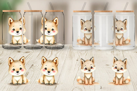 Glass Can Wolf Wildlife Sublimation artnoy 