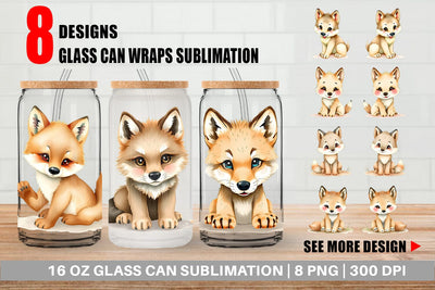 Glass Can Wolf Wildlife Sublimation artnoy 