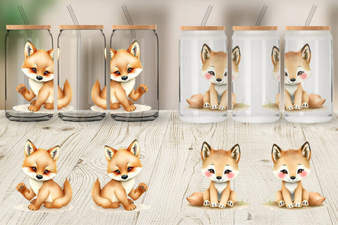Glass Can Wolf Wildlife Sublimation artnoy 