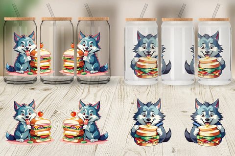 Glass Can Wolf with Sandwich Sublimation artnoy 