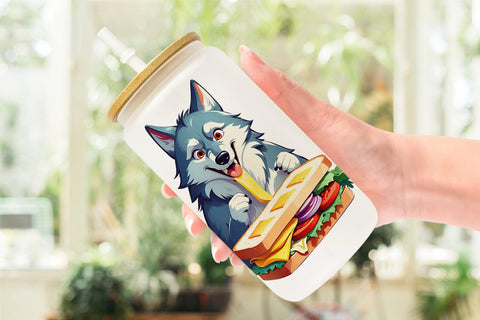 Glass Can Wolf with Sandwich Sublimation artnoy 