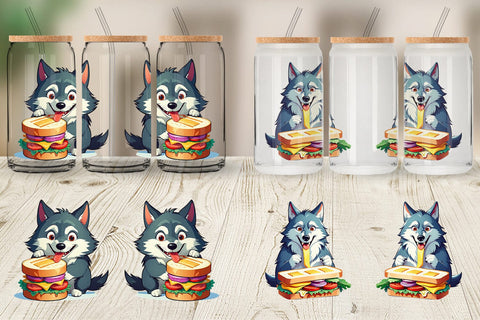 Glass Can Wolf with Sandwich Sublimation artnoy 