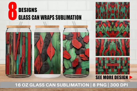 Glass Can Wood Textured Sublimation artnoy 
