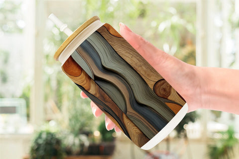 Glass Can Wood Wave Texture Sublimation artnoy 