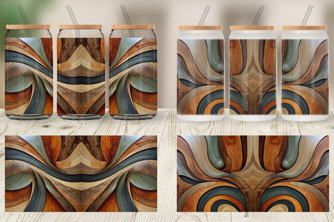 Glass Can Wood Wave Texture Sublimation artnoy 