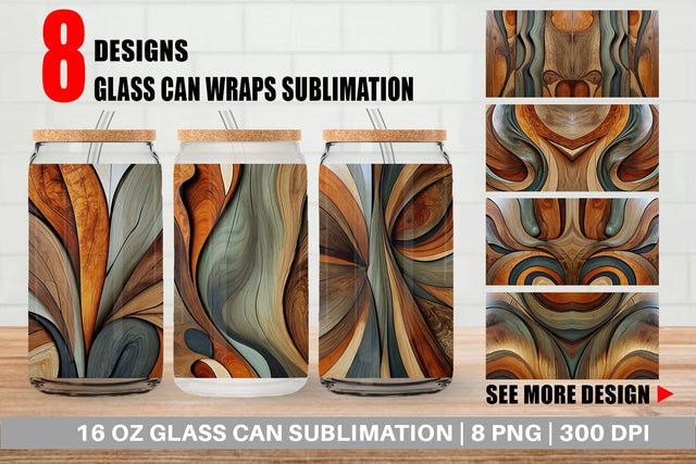 Glass Can Wood Wave Texture Sublimation artnoy 