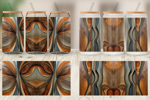 Glass Can Wood Wave Texture Sublimation artnoy 