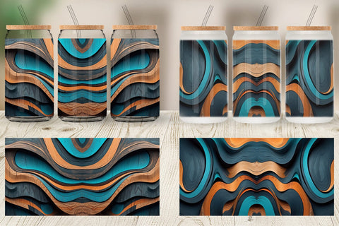 Glass Can Wooden Waves Sublimation artnoy 