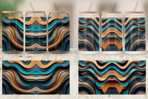 Glass Can Wooden Waves Sublimation artnoy 