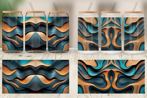 Glass Can Wooden Waves Sublimation artnoy 