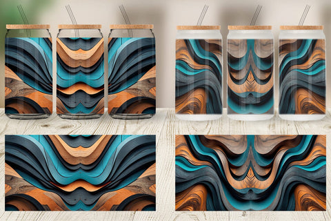 Glass Can Wooden Waves Sublimation artnoy 