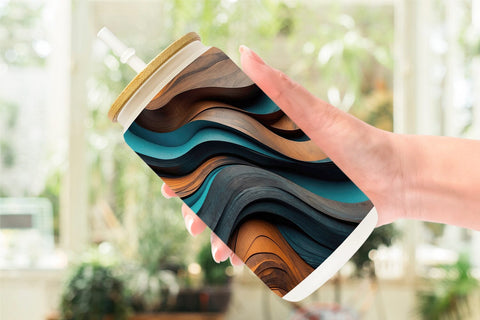 Glass Can Wooden Waves Sublimation artnoy 