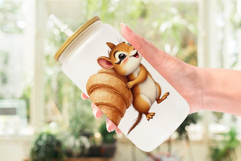 Glass Can Woodland Animal Cafe Sublimation artnoy 