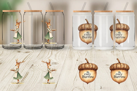 Glass Can Woodland Animal Cafe Sublimation artnoy 
