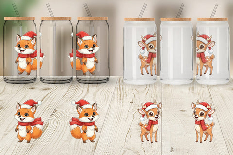 Glass Can Woodland Animals Sublimation artnoy 