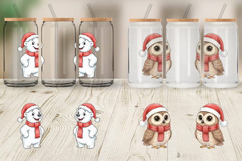 Glass Can Woodland Animals Sublimation artnoy 