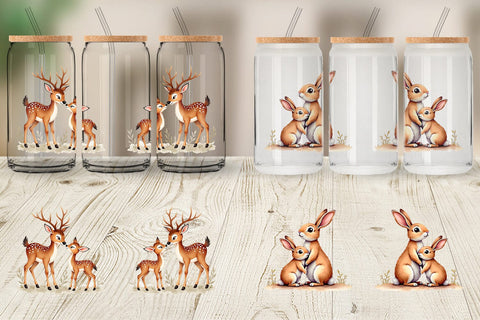Glass Can Woodland Babies Sublimation artnoy 