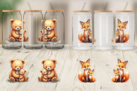 Glass Can Woodland Babies Sublimation artnoy 