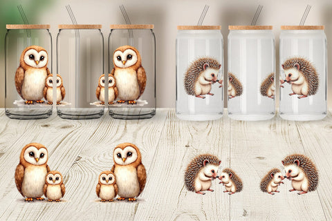 Glass Can Woodland Babies Sublimation artnoy 