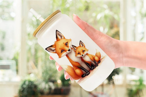 Glass Can Woodland Babies Sublimation artnoy 