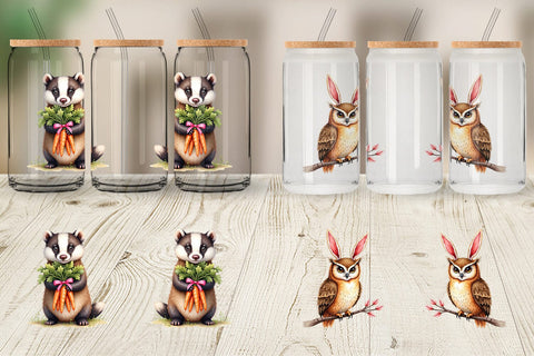 Glass Can Woodland Easter Friends Sublimation artnoy 