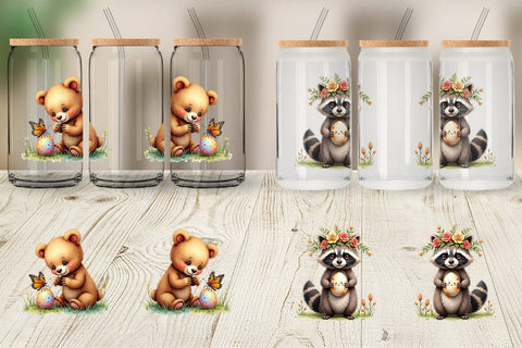 Glass Can Woodland Easter Friends Sublimation artnoy 