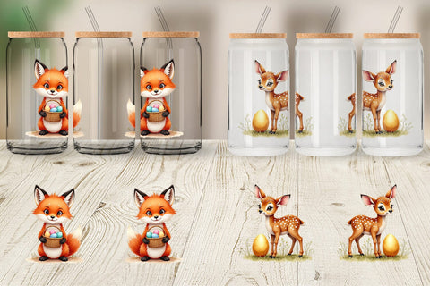 Glass Can Woodland Easter Friends Sublimation artnoy 