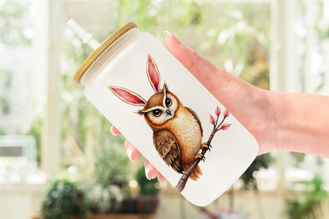 Glass Can Woodland Easter Friends Sublimation artnoy 