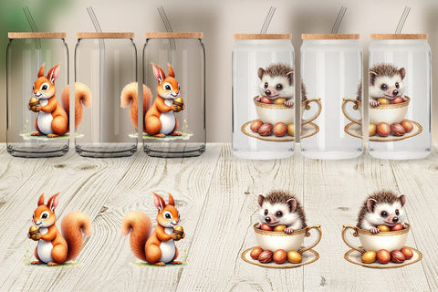 Glass Can Woodland Easter Friends Sublimation artnoy 