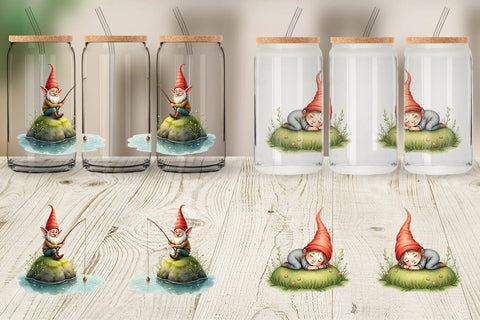 Glass Can Woodland Gnomes Sublimation artnoy 