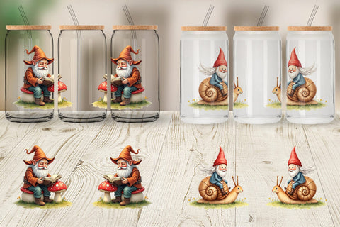 Glass Can Woodland Gnomes Sublimation artnoy 