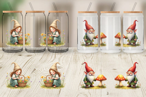 Glass Can Woodland Gnomes Sublimation artnoy 