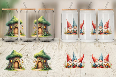 Glass Can Woodland Gnomes Sublimation artnoy 