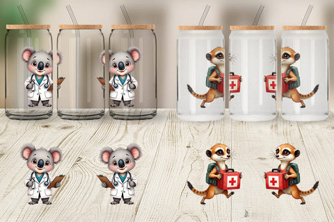Glass Can Woodland Healthcare Heroes Medical Animal Sublimation artnoy 