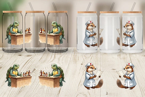 Glass Can Woodland Healthcare Heroes Medical Animal Sublimation artnoy 