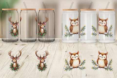 Glass Can Woodland Whimsy Sublimation artnoy 