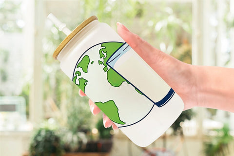 Glass Can World with Milk Glass Sublimation artnoy 