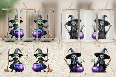 Glass Can Wrap 3D Alien Witch Sublimation artnoy 