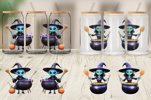 Glass Can Wrap 3D Alien Witch Sublimation artnoy 