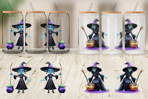 Glass Can Wrap 3D Alien Witch Sublimation artnoy 