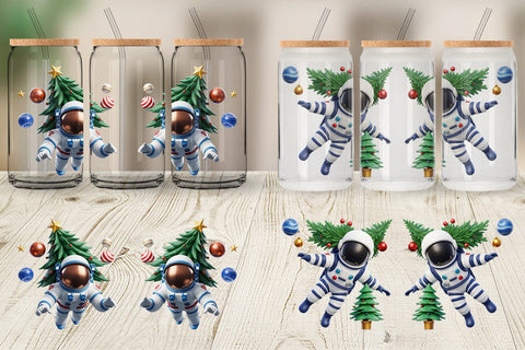 Glass Can Wrap 3D Astronaut Sublimation artnoy 