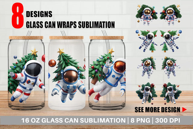 Glass Can Wrap 3D Astronaut Sublimation artnoy 