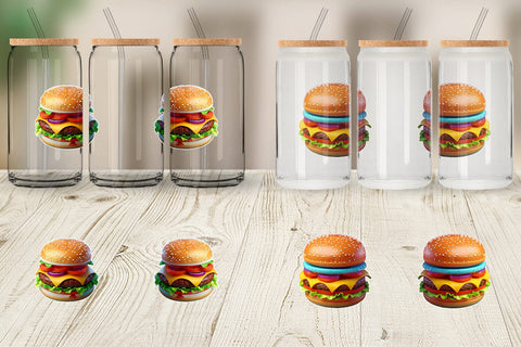 Glass Can Wrap 3D Burger Sublimation artnoy 