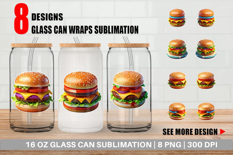 Glass Can Wrap 3D Burger Sublimation artnoy 