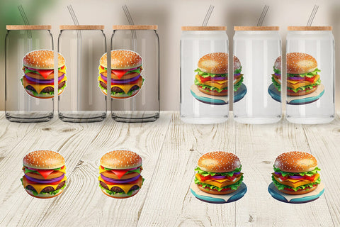 Glass Can Wrap 3D Burger Sublimation artnoy 