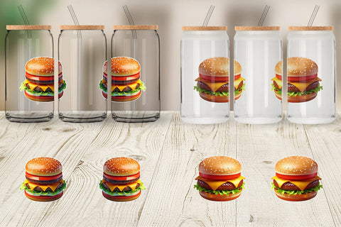Glass Can Wrap 3D Burger Sublimation artnoy 