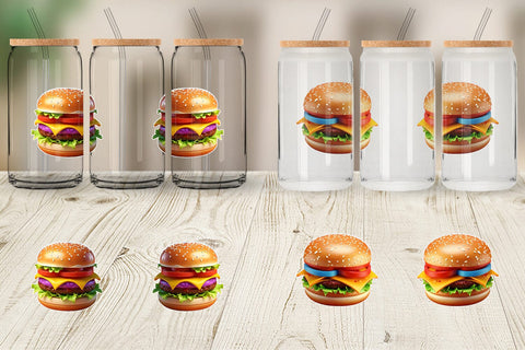 Glass Can Wrap 3D Burger Sublimation artnoy 