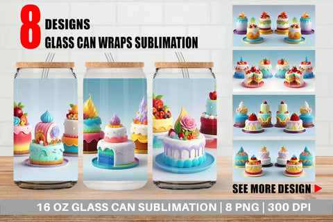 Glass Can Wrap 3D Cakes Sublimation artnoy 