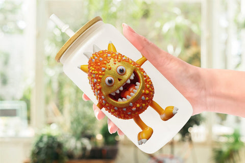 Glass Can Wrap 3D Candy Corn Monster Sublimation artnoy 