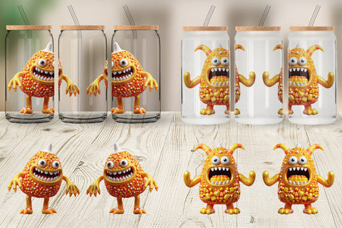 Glass Can Wrap 3D Candy Corn Monster Sublimation artnoy 